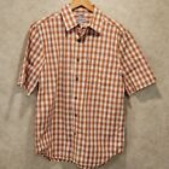 Carhartt SZ M Short Sleeve Orange Plaid Relax Fit Button Up Shirt - Picture 1 of 9